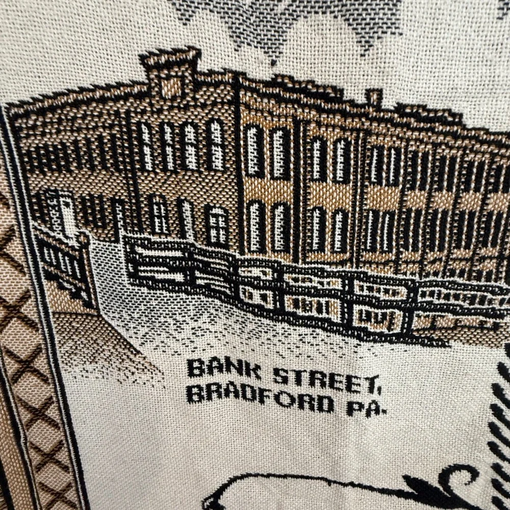 Vintage W.R. Case & Sons Cutlery Co. Woven Tapestry Throw Blanket Souvenir 48x60